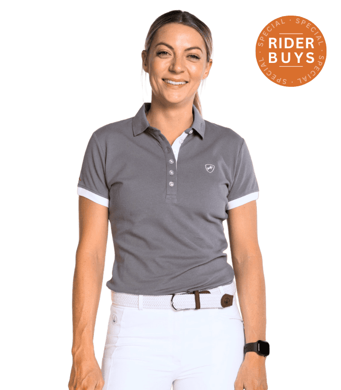 Delzani Berenice Polo-Grey Riding Short Sleeve