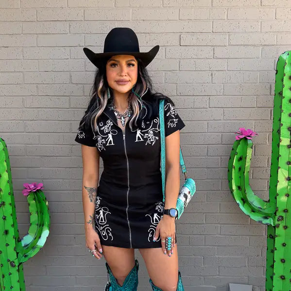 Black Western Embroidered Dress | Country Clothing - Dress | Saddleworld Ipswich