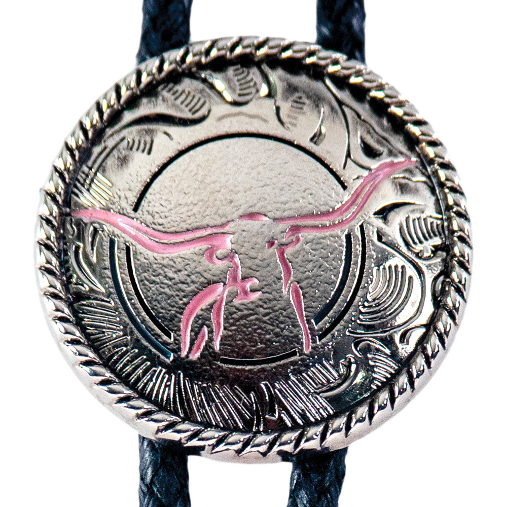 Longhorn Bolo - Pink Enamel Lines