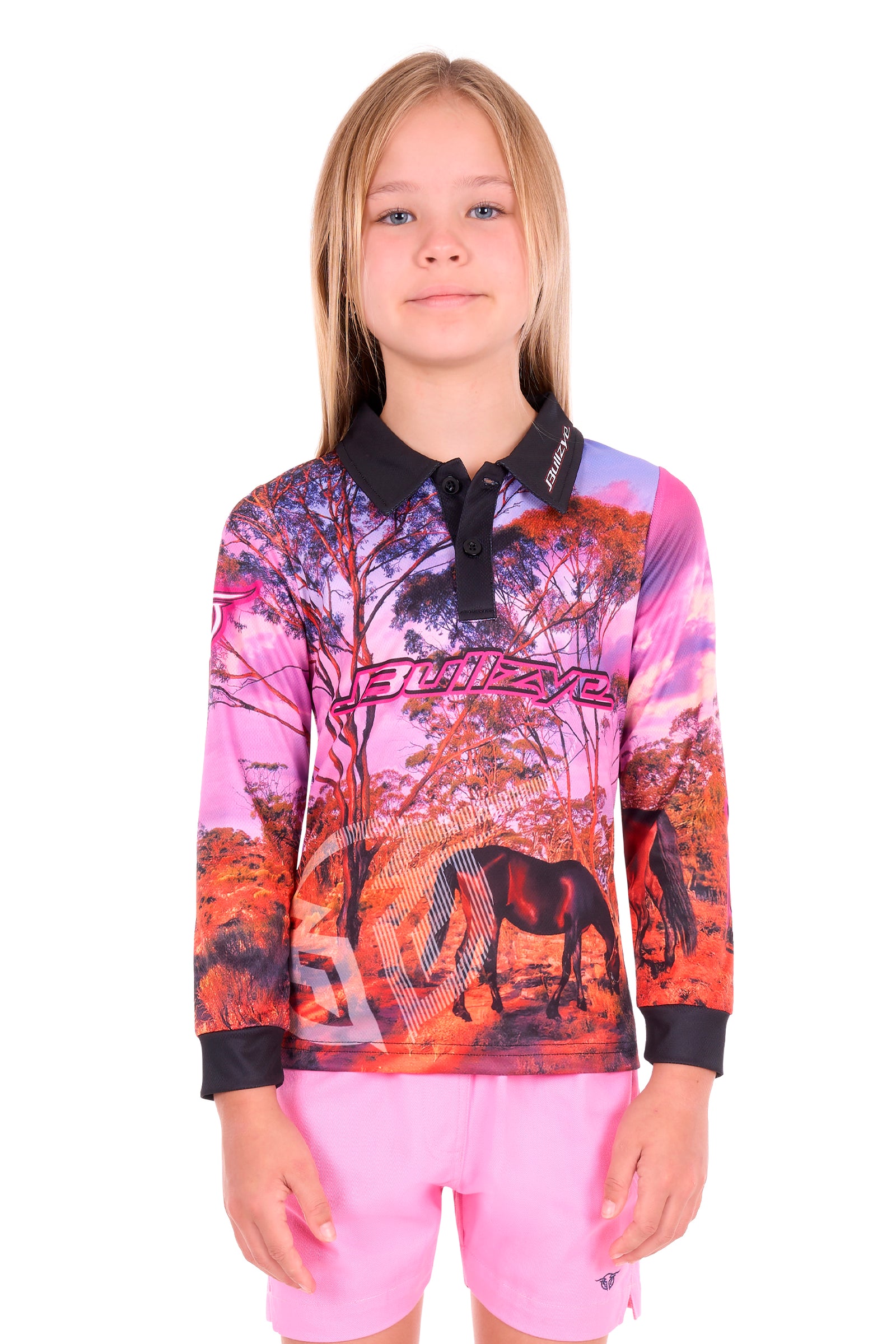 Bullzye Girls Grazing Horse LS Tee | Country Clothing - Fishing Shirt | Saddleworld Ipswich
