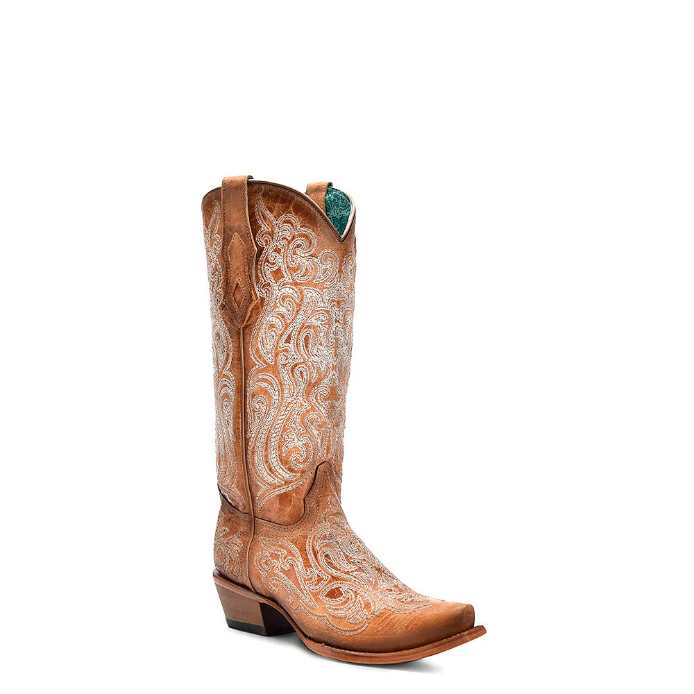 Corral Luminescent Embroidery Crackled Snip Toe