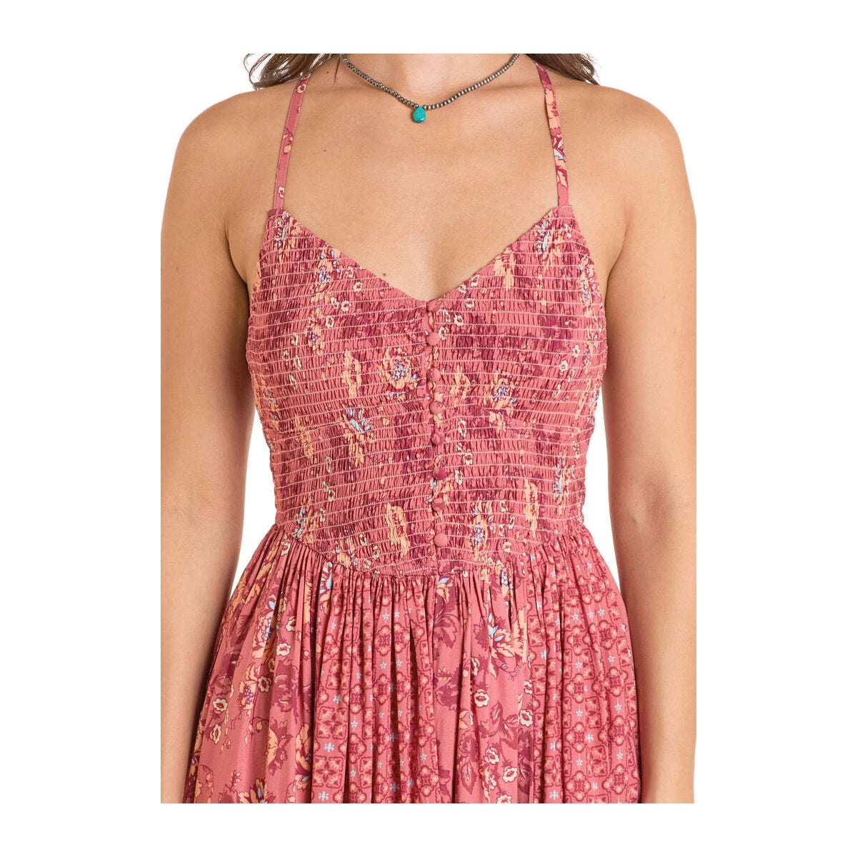 Rock and Roll Denim Mixed Print Maxi Dress