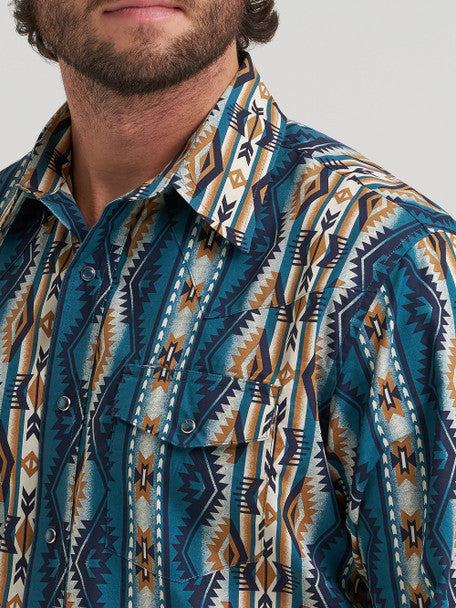 Wrangler Mns Checotah Brown/Teal Print