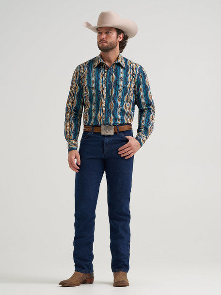 Wrangler Mns Checotah Brown/Teal Print