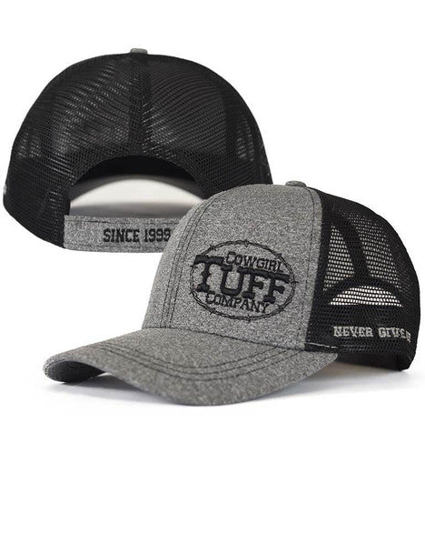 Cowgirl Tuff Trucker Cap with Heather Gray and Black Contrast Embroidery