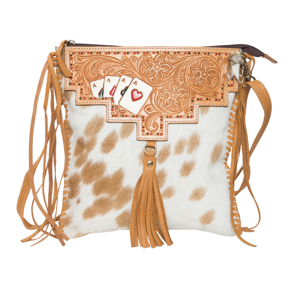 The Design Edge Chillan Tooling Leather Handbag with Playing Cards Highlight