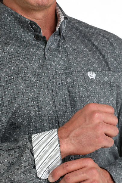Cinch Dark Grey Geometric Print Shirt | Country Clothing - Mens Shirts | Saddleworld Ipswich