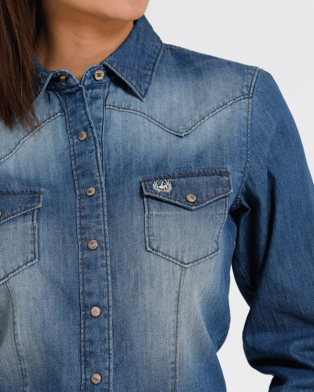 Cinch Ladies Denim Long Sleeve Snap Shirt | Country Clothing - Ladies Shirt | Saddleworld Ipswich