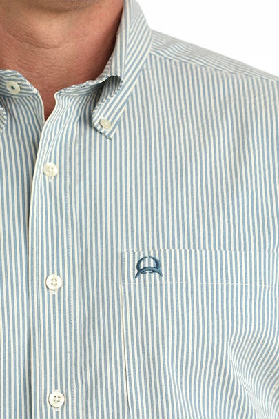 Cinch Mens Blue Stripe Print Shirt