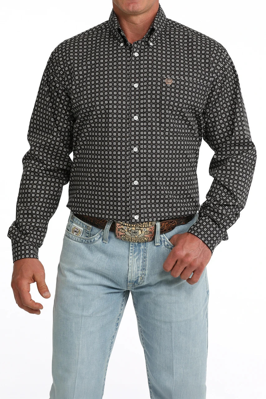 Cinch Mens Geo Print Long Sleeve Button Down Western Shirt | Country Clothing - Mens Shirt | Saddleworld Ipswich