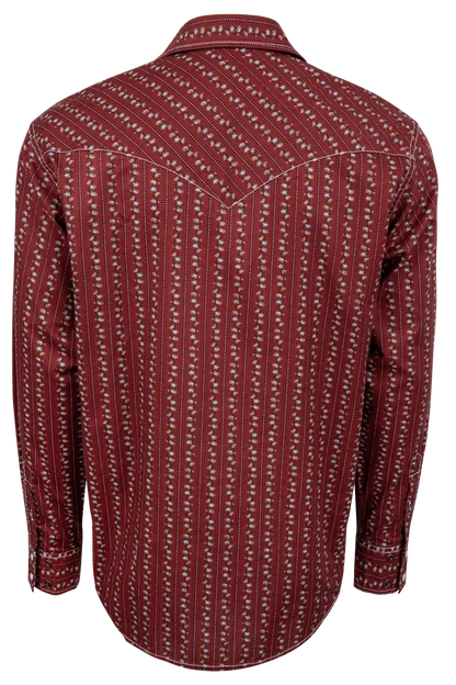 Cinch Mens Modern Fit Burgundy Long Sleeve Shirt | Country Clothing - Mens Shirt | Saddleworld Ipswich