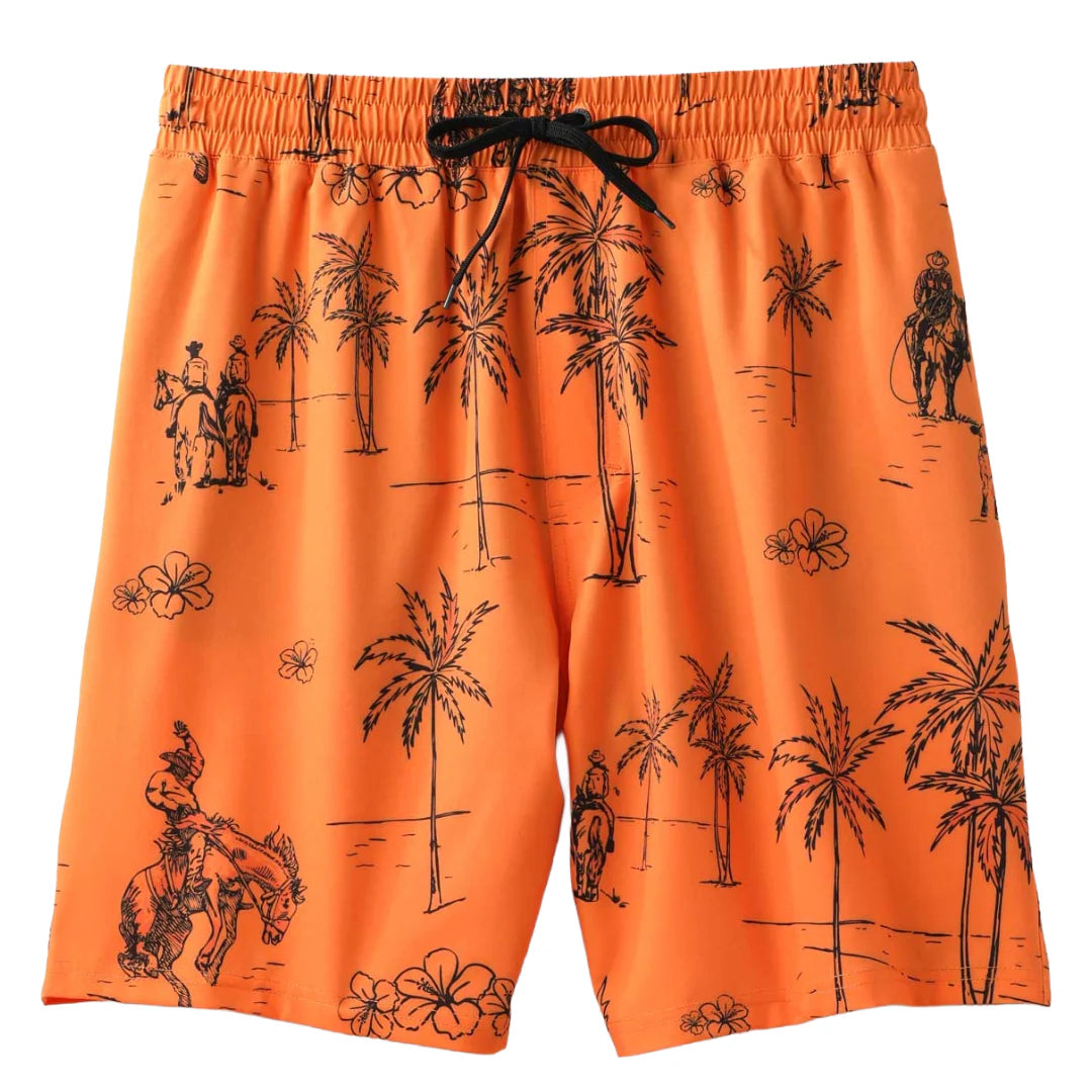 Cinch Mens Palm Tree Orange Swim Trunk | Country Clothing - Mens Shorts | Saddleworld Ipswich
