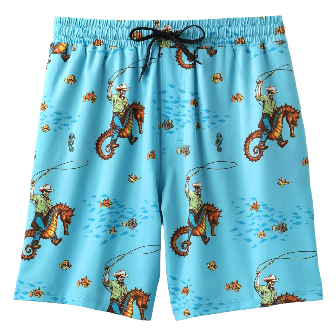 Cinch Mens Seahorse Stampede Blue Swim Trunks | Country Clothing - Mens Shorts | Saddleworld Ipswich