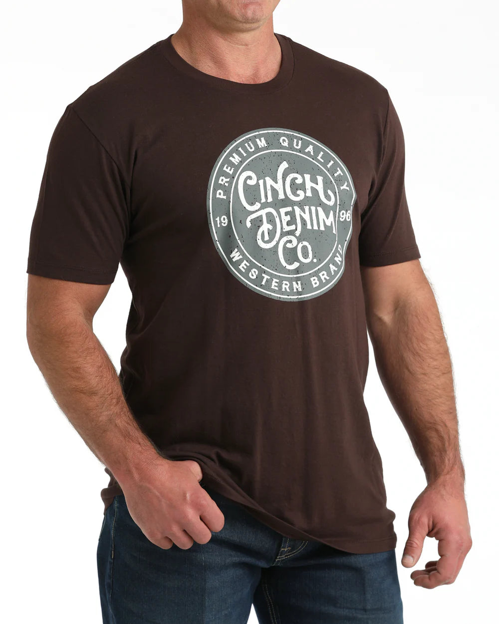 Cinch Mens Solid Brown Denim Co Graphic T Shirt | Country CLothing - mens T Shirt | Saddleworld Ipswich