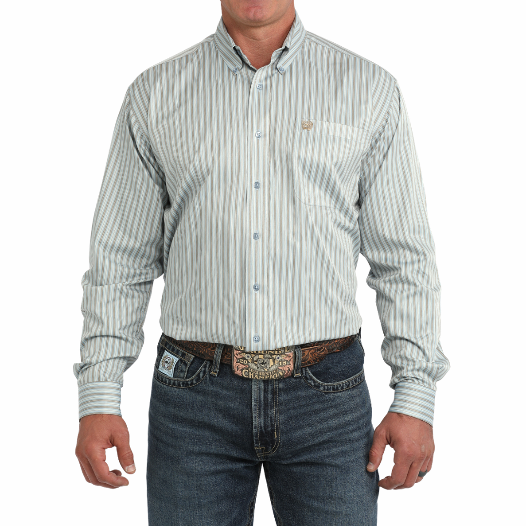 Cinch Mens Striped Long Sleeve Button Down Stretch Western Shirt| Country Clothing - Mens Shirt | Saddleworld Ipswich