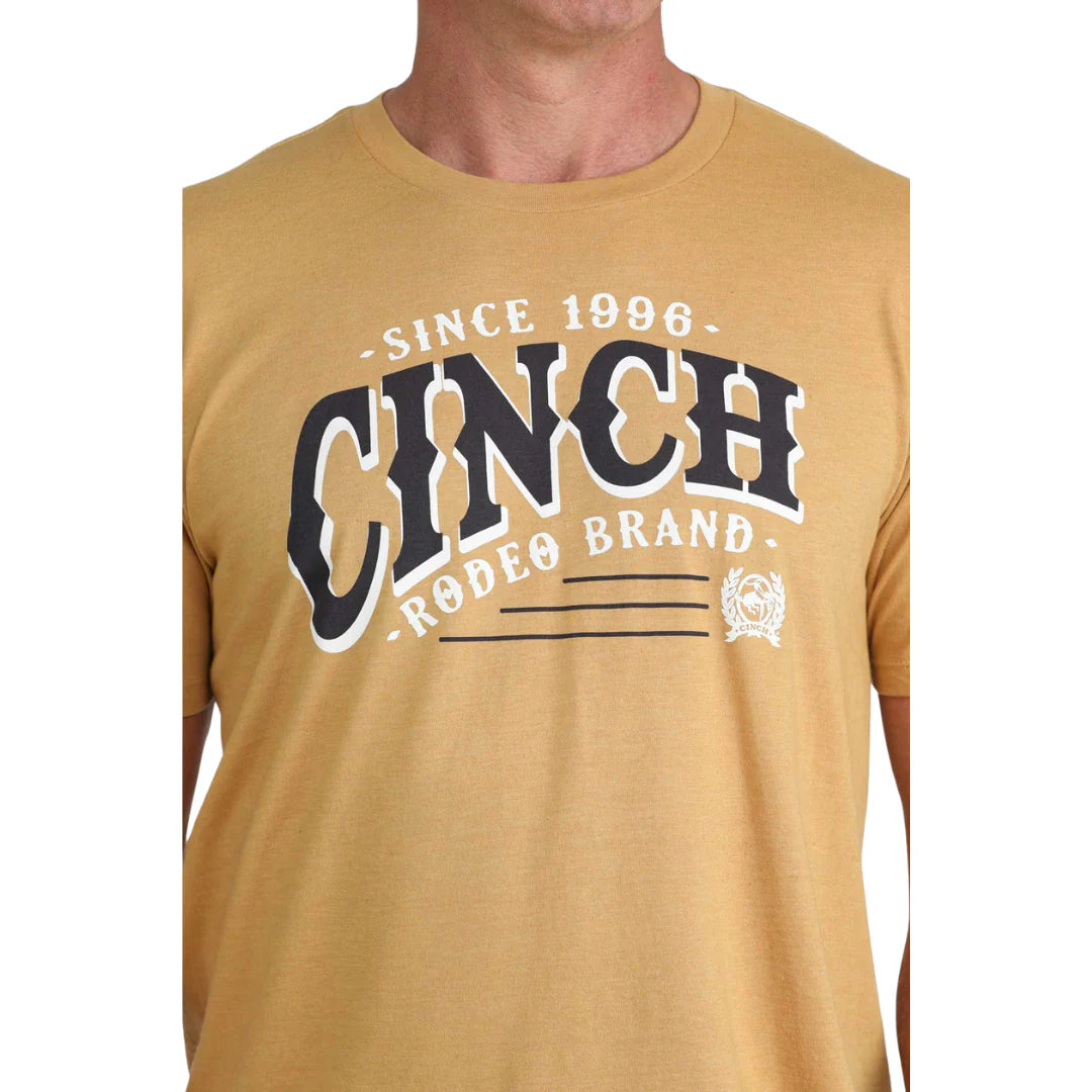 Cinch Mens Yellow Gold Logo Graphic T Shirt