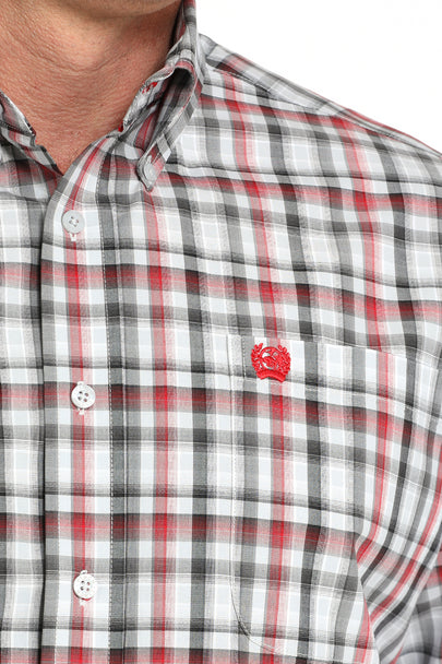 Cinch Red White Plaid Print Shirt