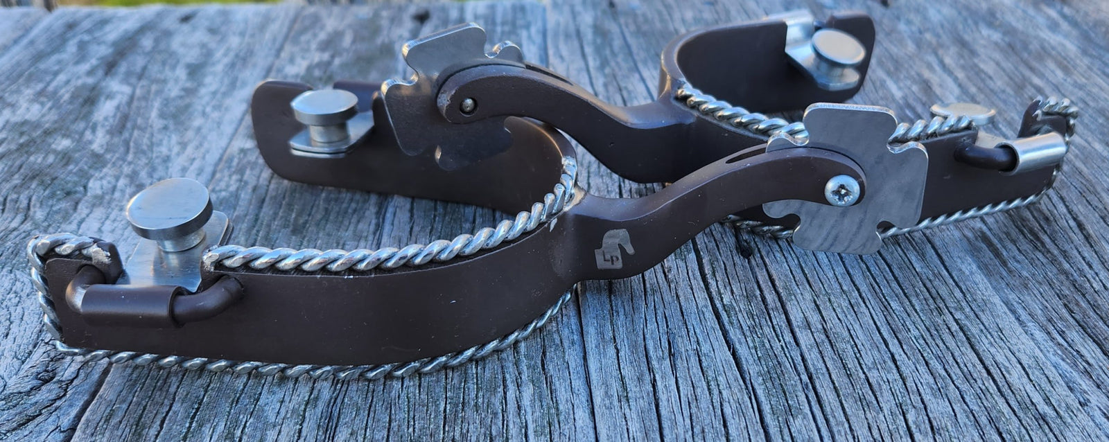 Toprail Clermont Drafter Brown Spur with Twisted Rope Border Engraving