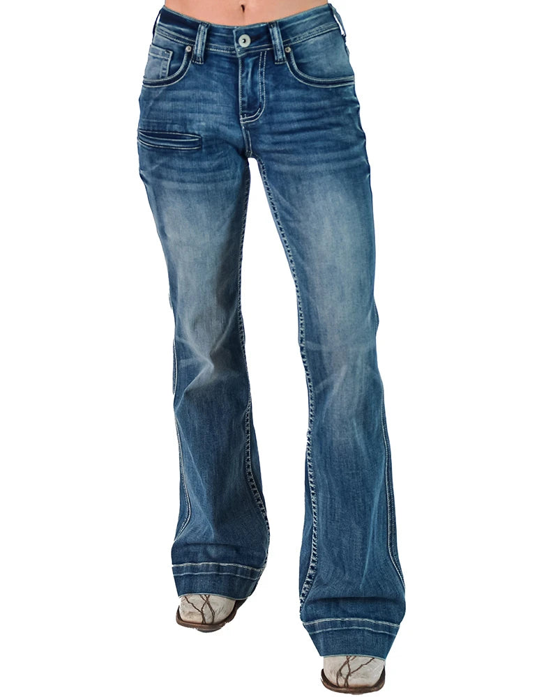 Cowgirl Tuff - Swirl BootStitch Trouser Medium