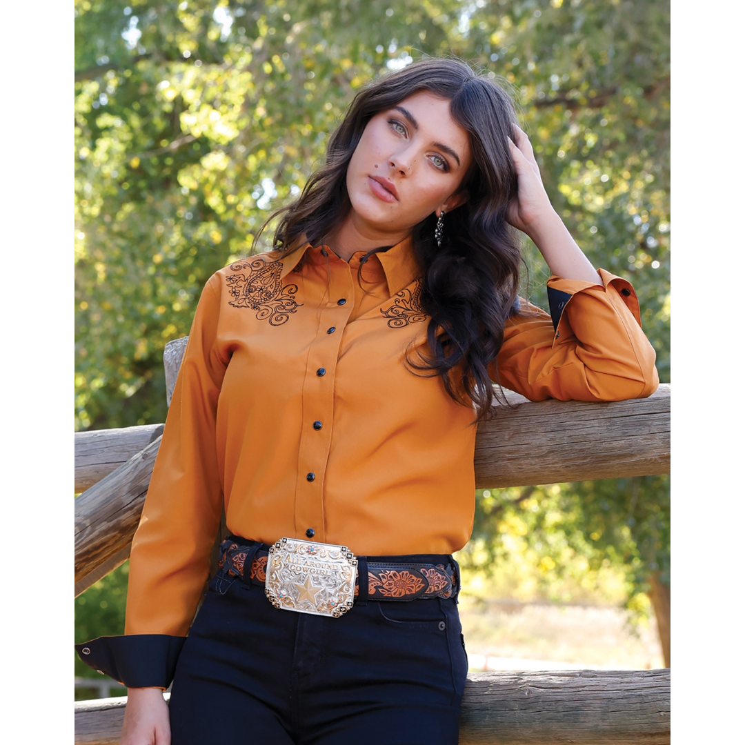 Cruel Girl Wmns Copper Solid Shirt | Country Clothing - Ladies Shirt | Saddleworld Ipswich