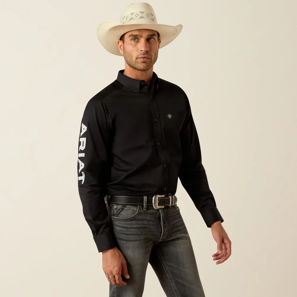 Ariat Mns Team Logo Twill Shirt Black/Grey - EOFY Sale