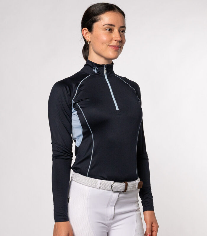 Delzani Dixie Long Sleeve-Navy Riding Short Sleeve