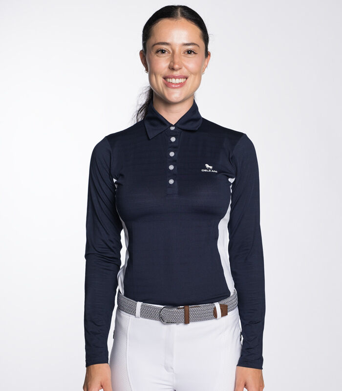 Delzani Luciana Polo-Navy Riding Short Sleeve | Rider Wear - Shirt | Saddleworld Ipswich