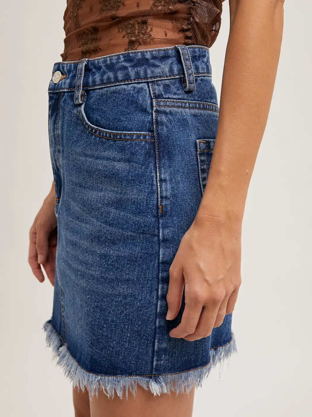 Denim Raw Hem Mini Skirt High Waist | Country CLothing - Ladies Skirt | Saddleworld Ipswich