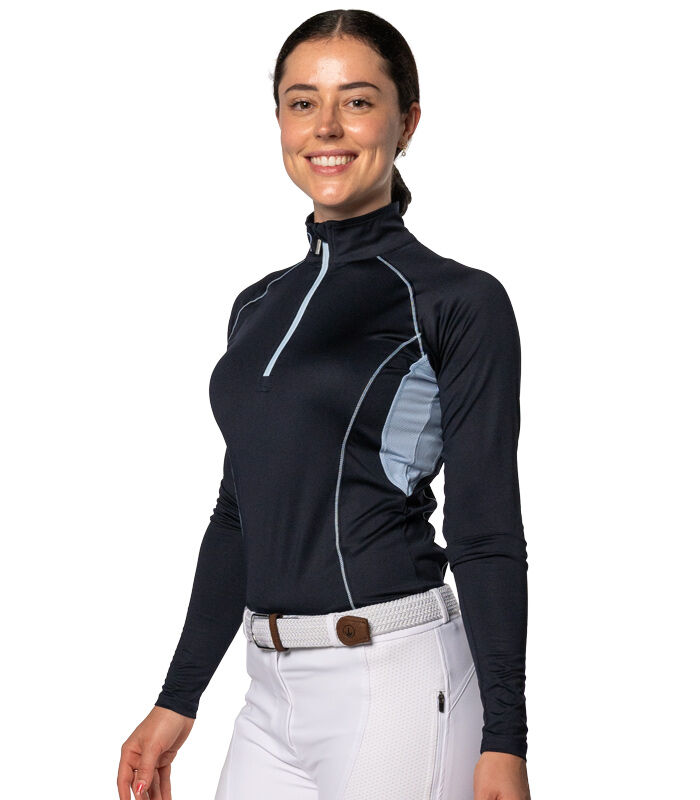 Delzani Dixie Long Sleeve-Navy Riding Short Sleeve