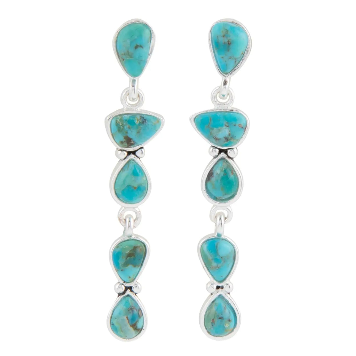 Durango Blue Turquoise and Silver Linear Post Earrings | GIftware - Jewellery | Saddleworld Ipswich