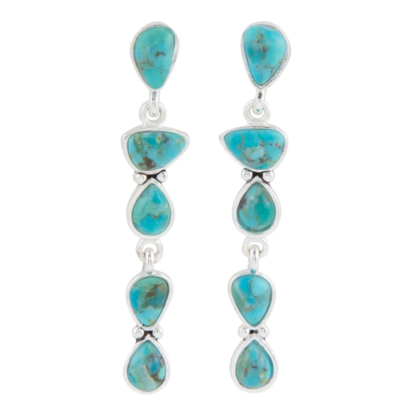 Durango Blue Turquoise and Silver Linear Post Earrings | GIftware - Jewellery | Saddleworld Ipswich