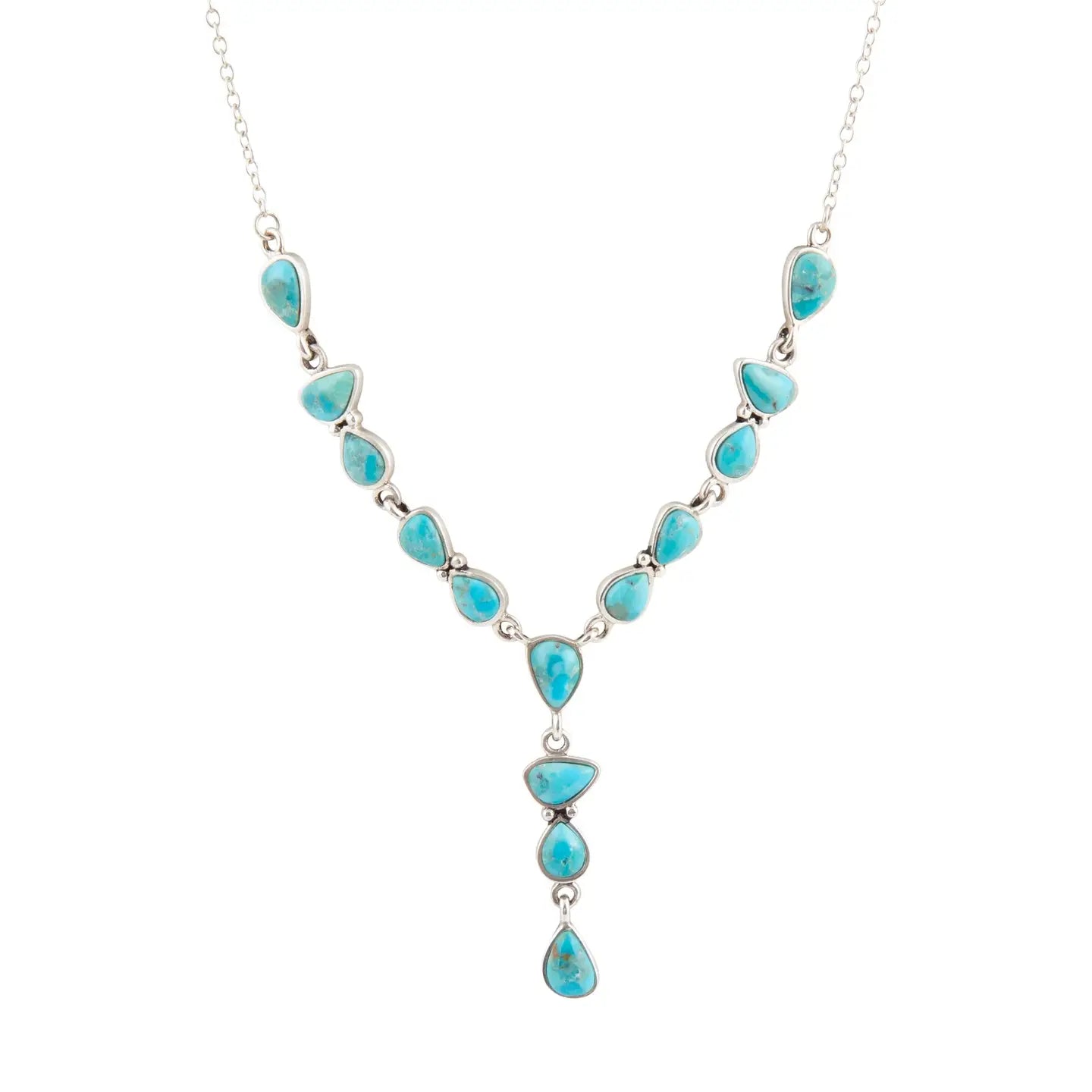 Durango Blue Turquoise and Silver Y Necklace | Giftware - Jewellery | Saddleworld Ipswich