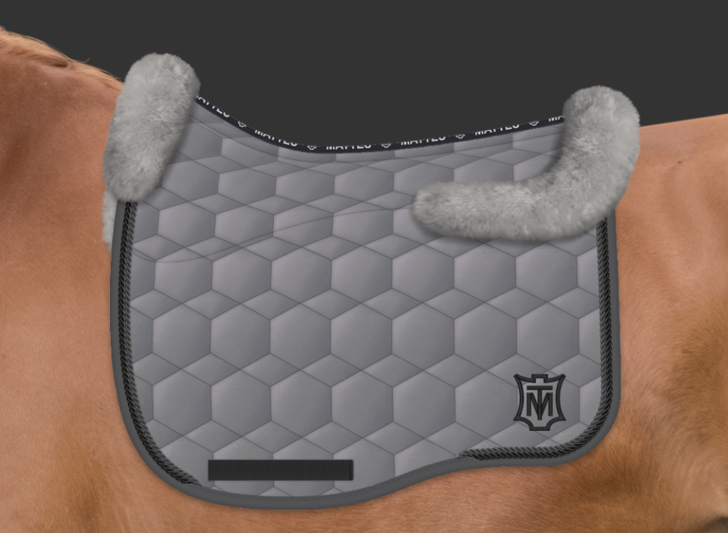 E.A. Mattes Eurofit Dressage Fleece Quilt | Grey with Black and Grey Trim | Horse Supplies - Saddle Cloths and Bonnetts