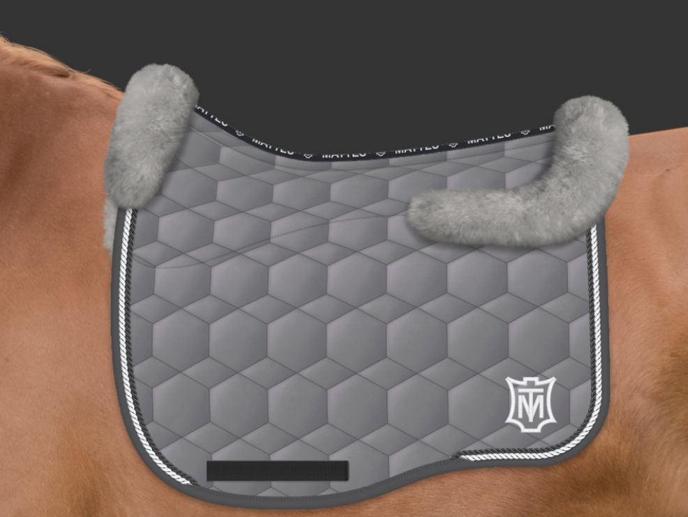 E.A. Mattes Eurofit Dressage Fleece Quilt | Grey with White and Grey Trim | Horse Supplies - Saddle Cloths and Bonnetts