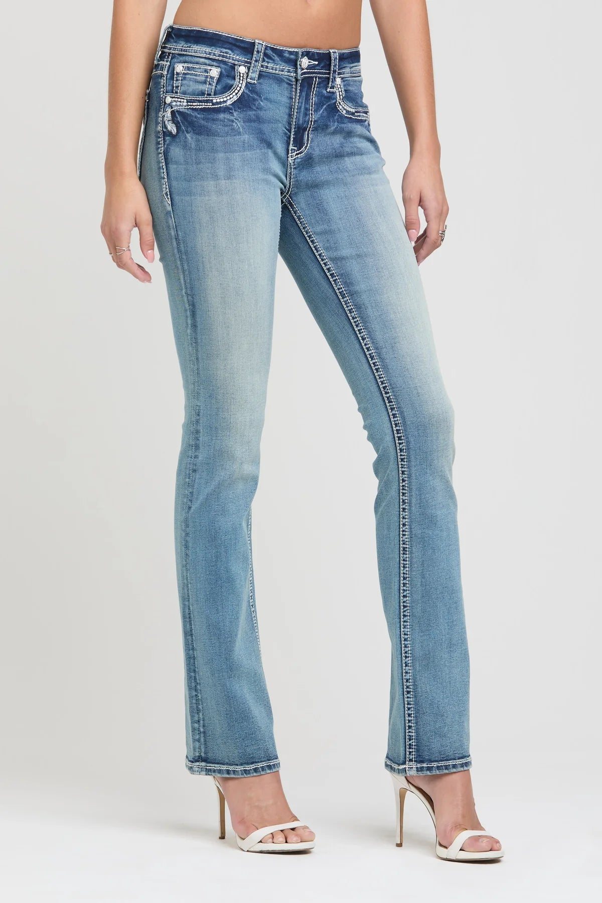 Grace in LA Steer Head Embroidered Jeans