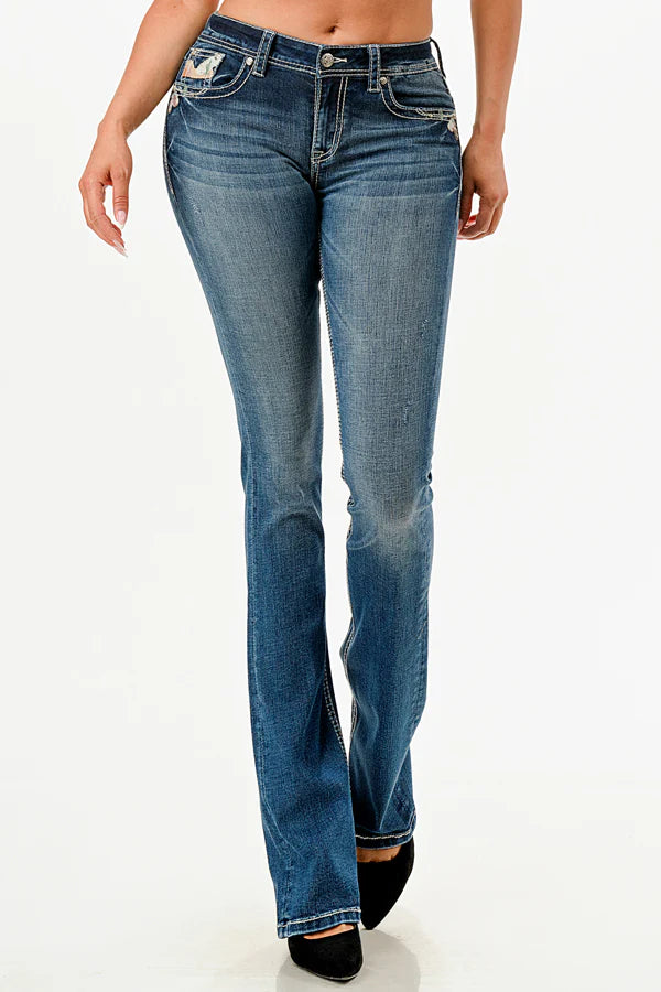 Grace in LA Wmns Steer Head Bootcut Jeans