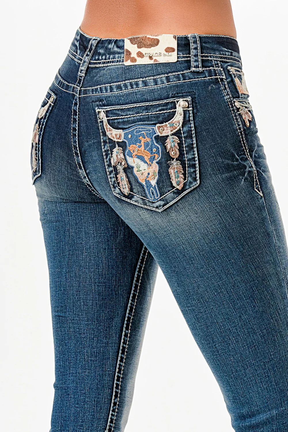 Grace in LA Wmns Steer Head Bootcut Jeans