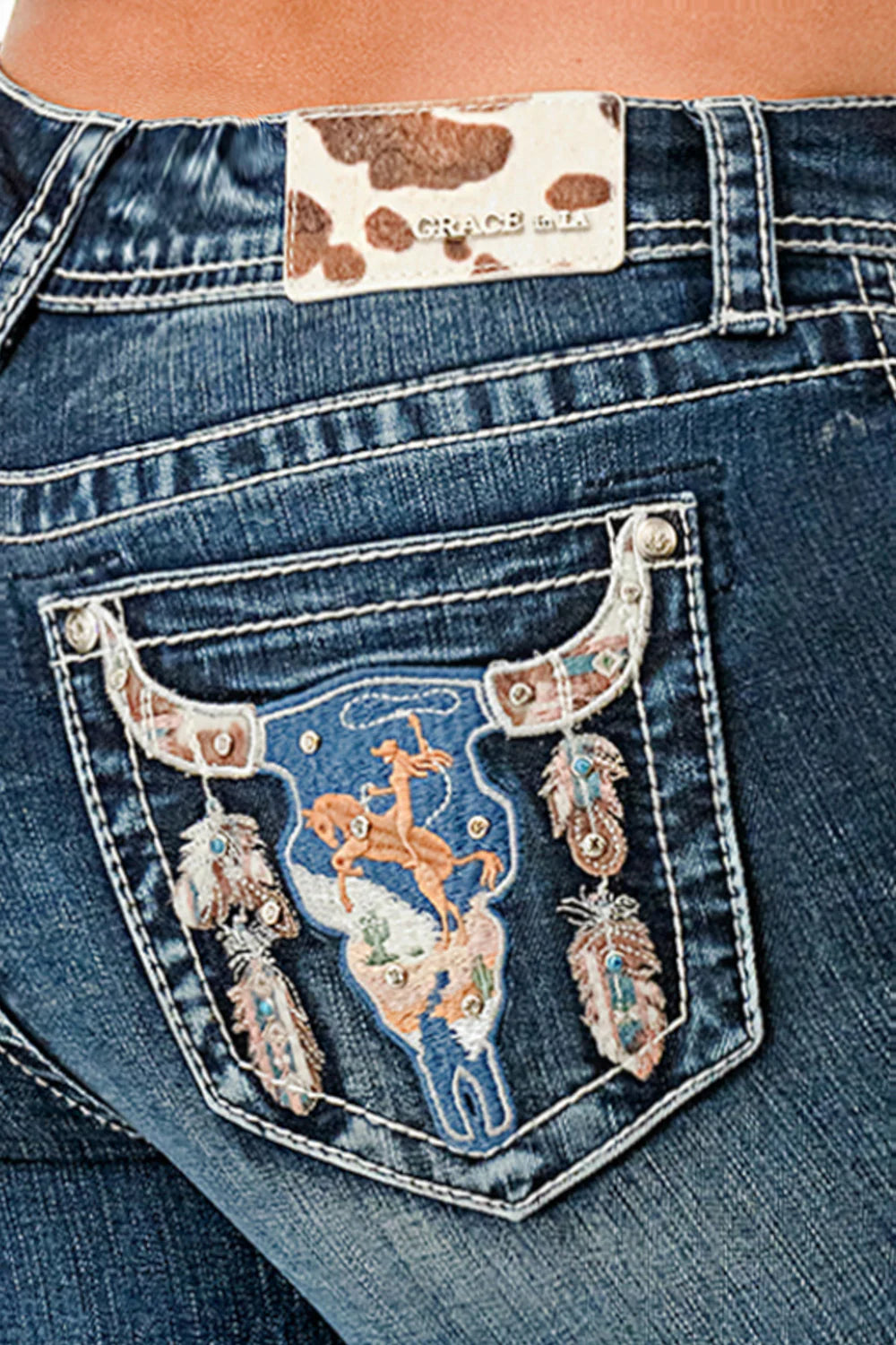 Grace in LA Wmns Steer Head Bootcut Jeans