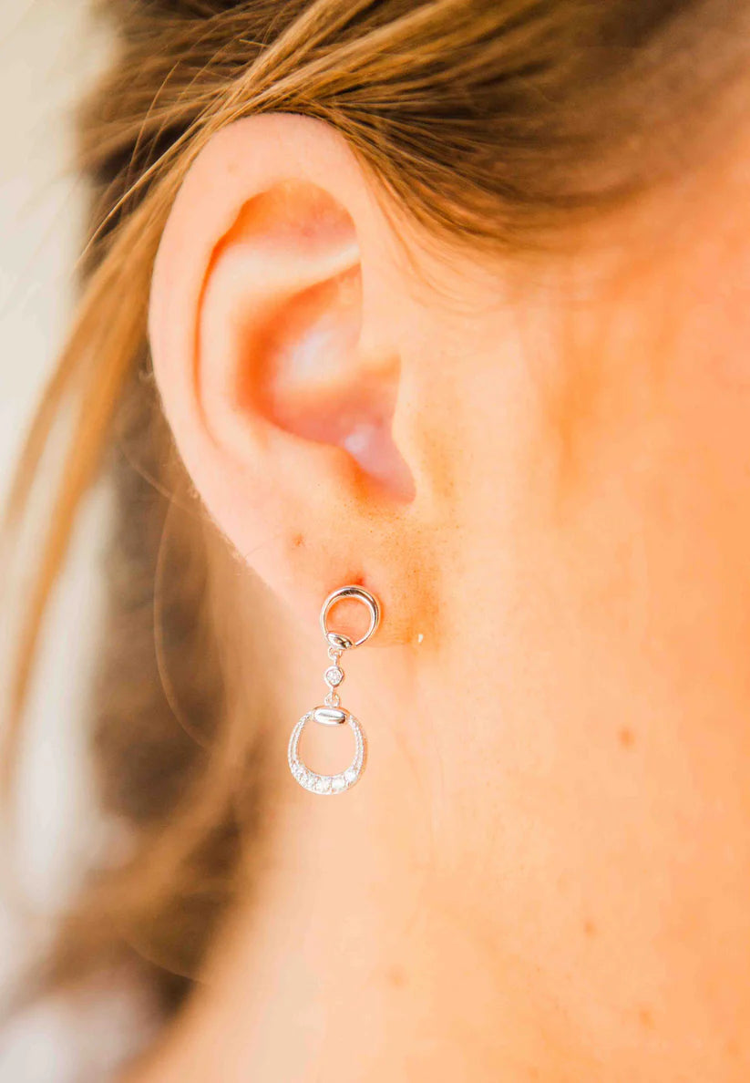Kelly Herd Earrings Eggbutt Dangle - Sterling Silver