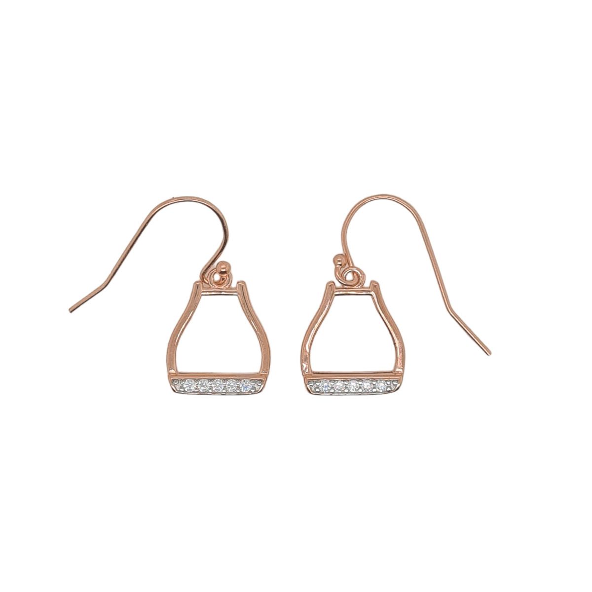 Earrings Sterling Silver RGP and CZ Drop Stirrup | Giftware - Jewellery | Saddleworld Ipswich