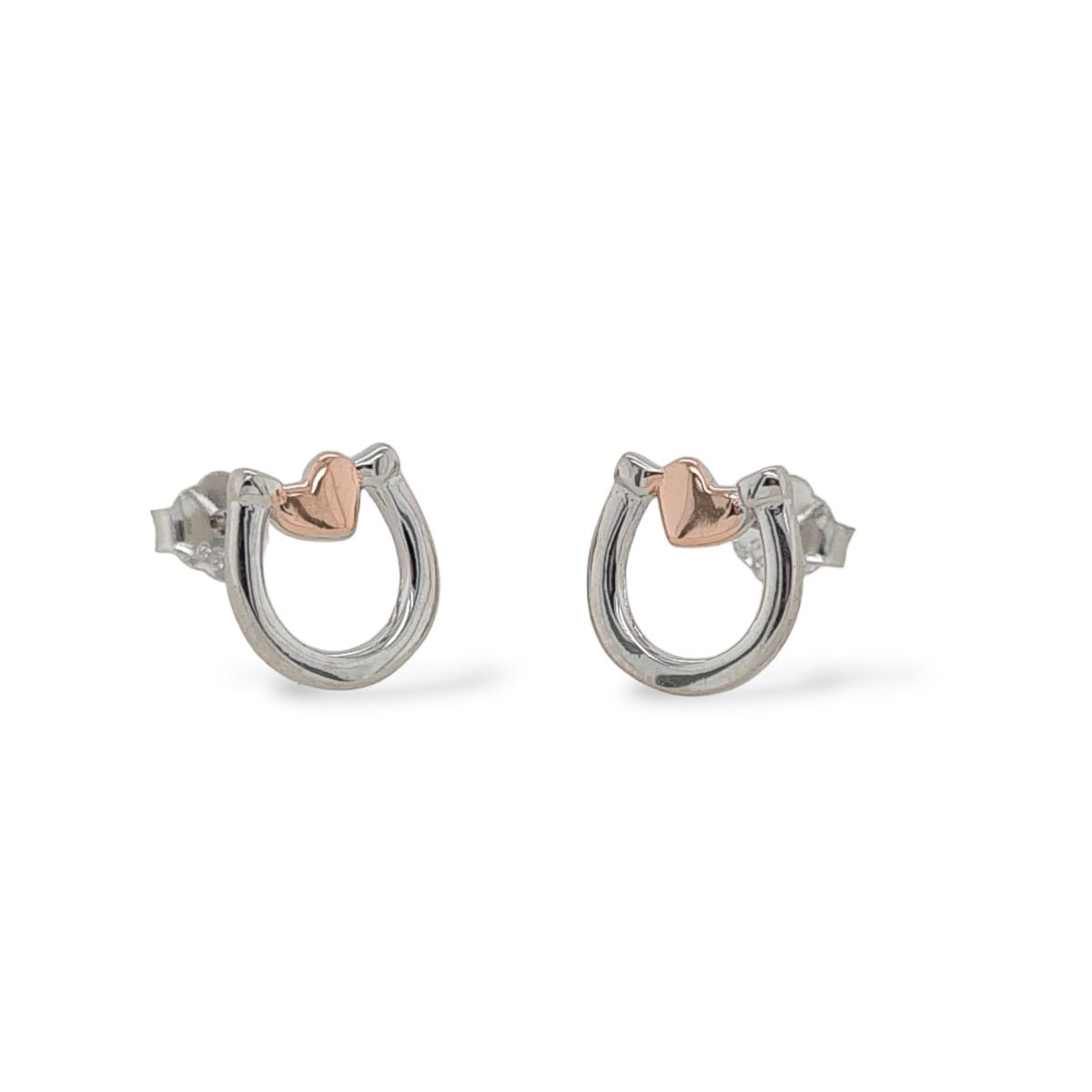 Earrings Sterling Silver and Rosegold Horseshoe | Giftware - Jewellery | Saddleworld Ipswich
