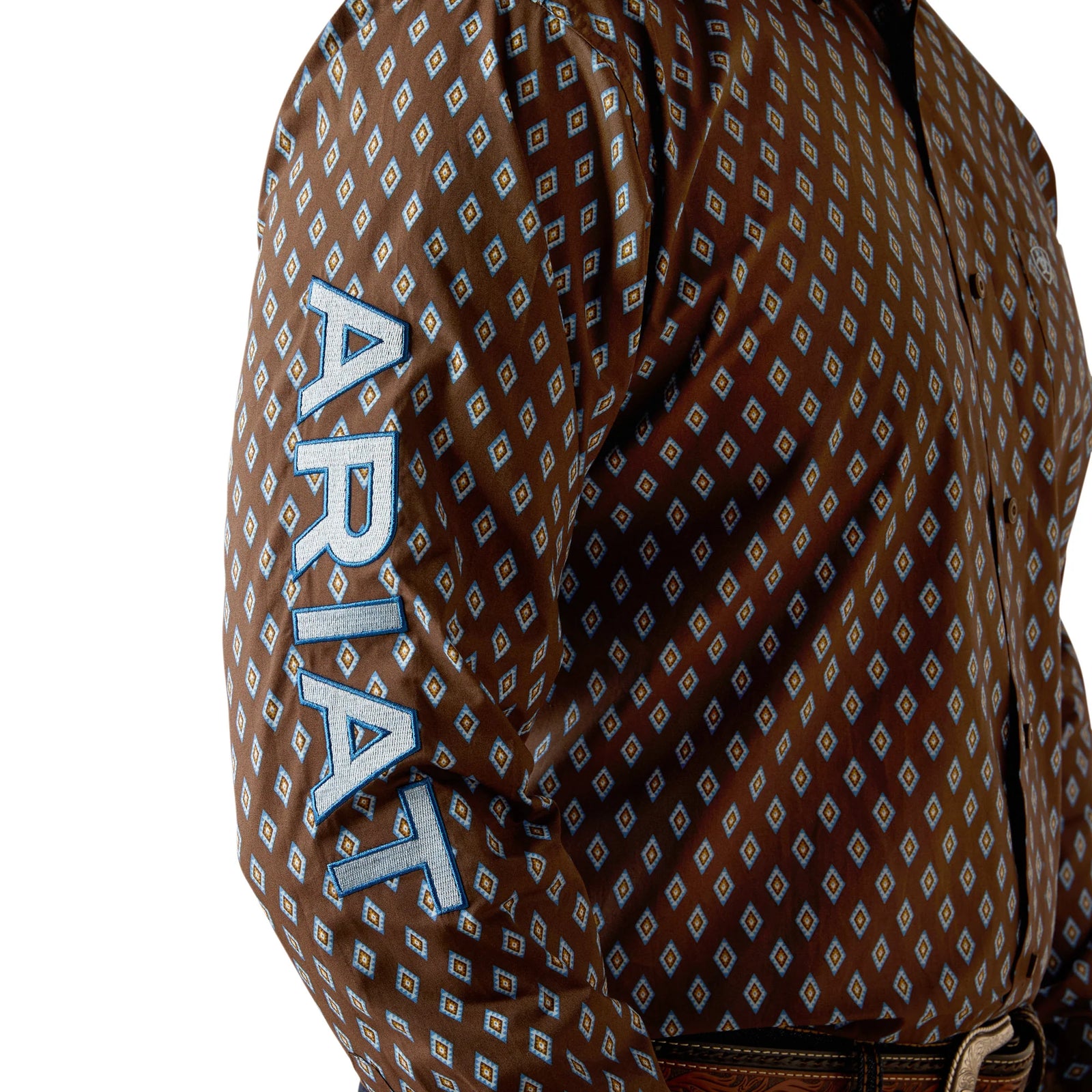 Ariat Mns Team Oak LS Shirt Brown/Light Blue