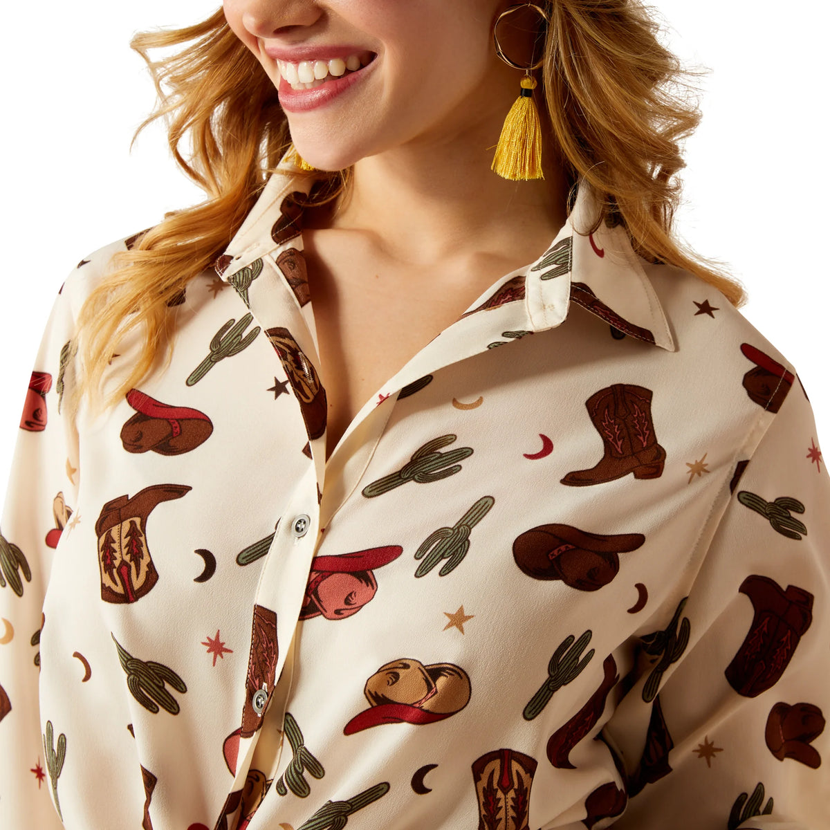 Ariat Wms Homestyle LS Shirt Western Cowgirl Print