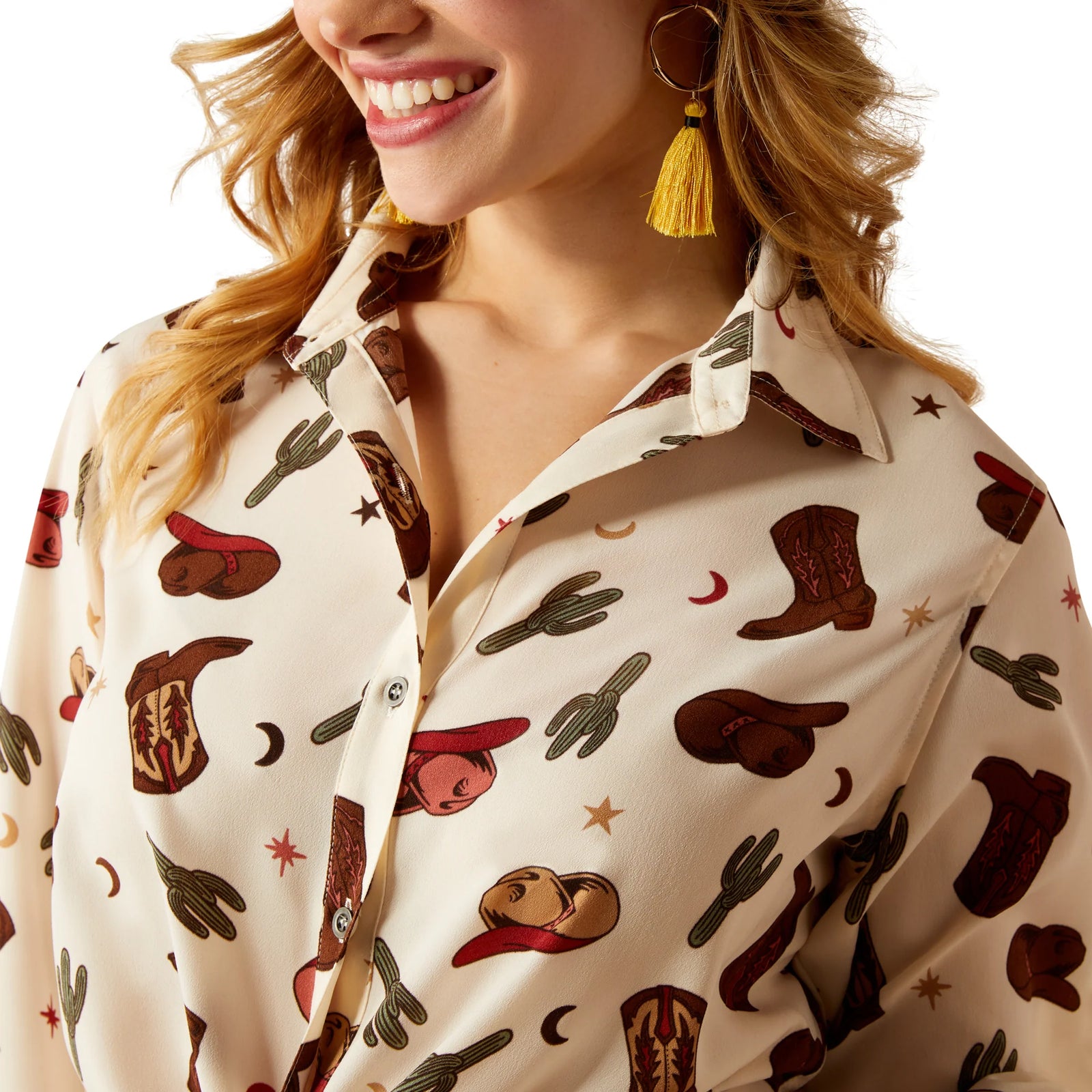 Ariat Wms Homestyle LS Shirt Western Cowgirl Print