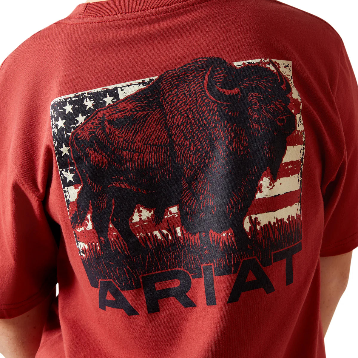 Ariat Bys Buffalo Flag SS Tee Brick Red