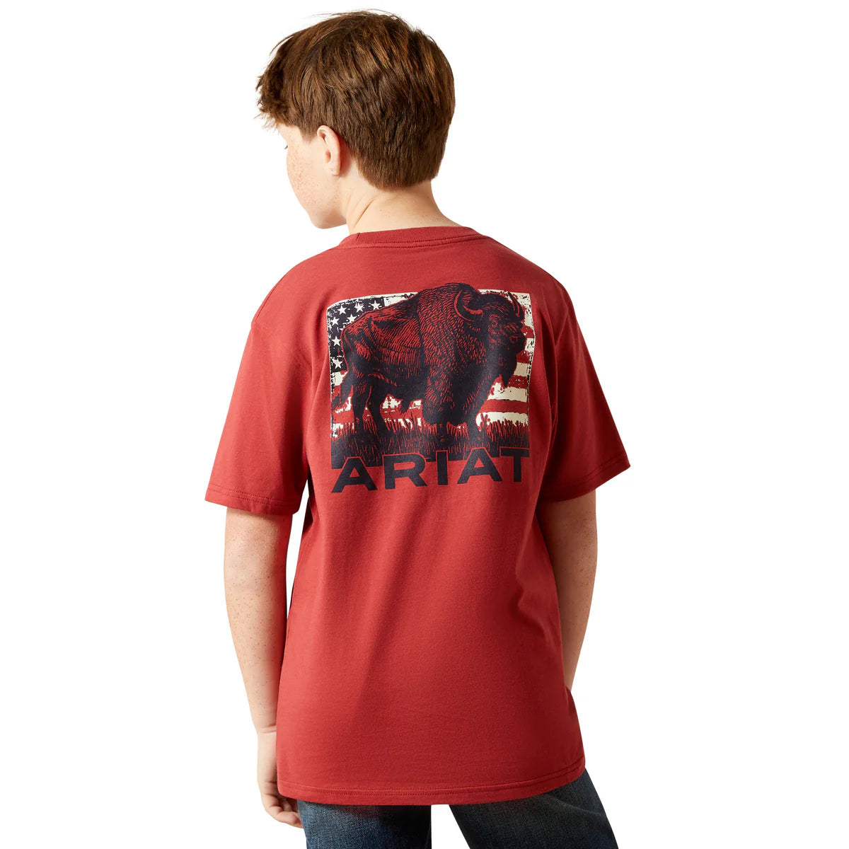 Ariat Bys Buffalo Flag SS Tee Brick Red