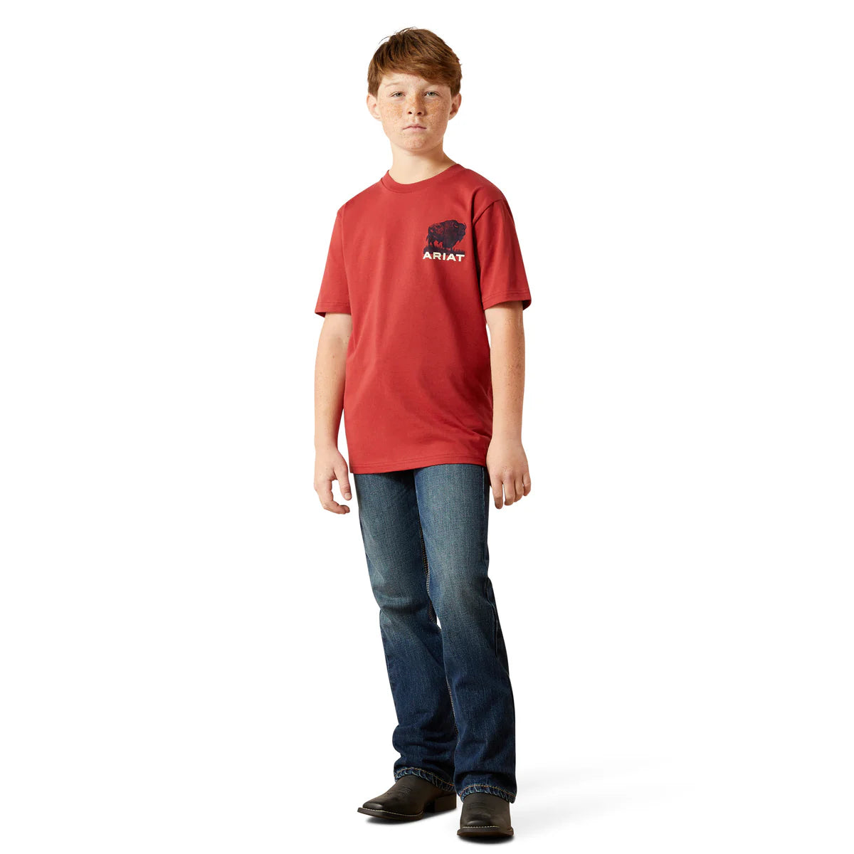 Ariat Bys Buffalo Flag SS Tee Brick Red