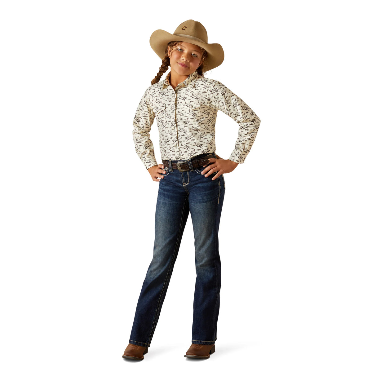Ariat Gls Rodeo Time Snap LS Shirt Bucking Horse Print