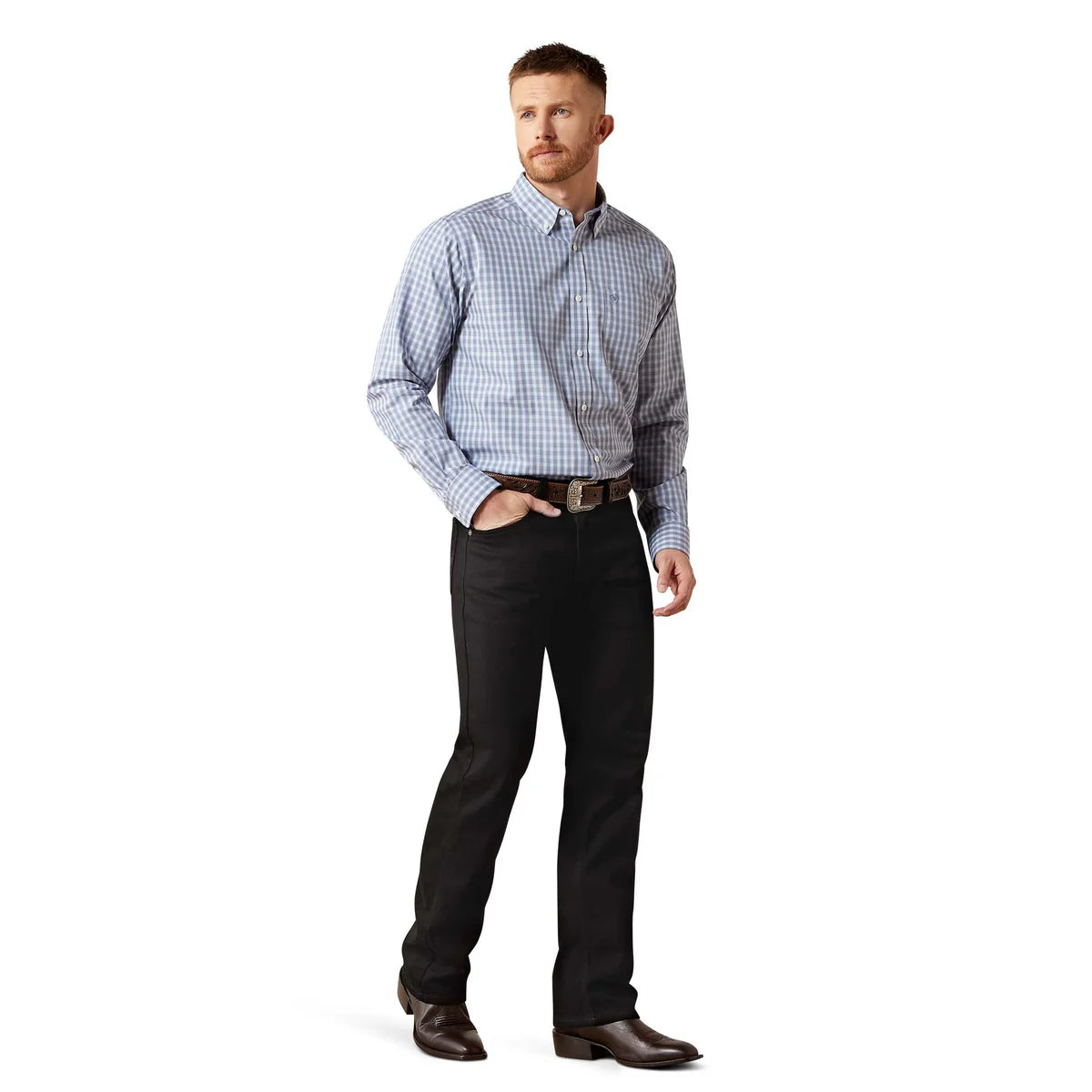 Ariat Mns Wrinkle Free Brett Fitted LS Shirt Grey