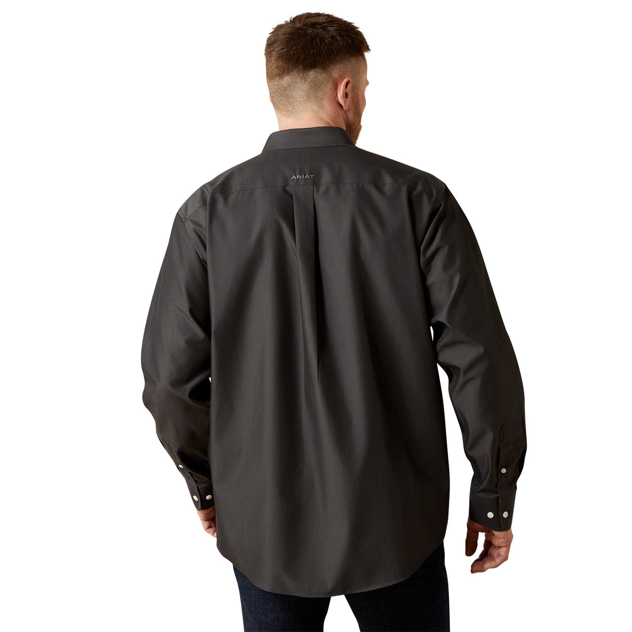 Ariat Mns Wrinkle Free Solid Pinpoint Oxford LS Shirt Black